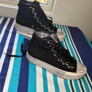 Converse Black and Gray Platform Shoes
